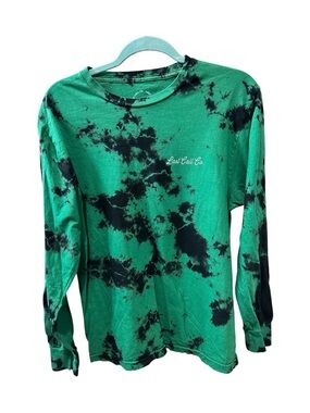 Last Call Co. Green & Black Tie-Dye Long Sleeve Evil Eye Graphic Tee Size M